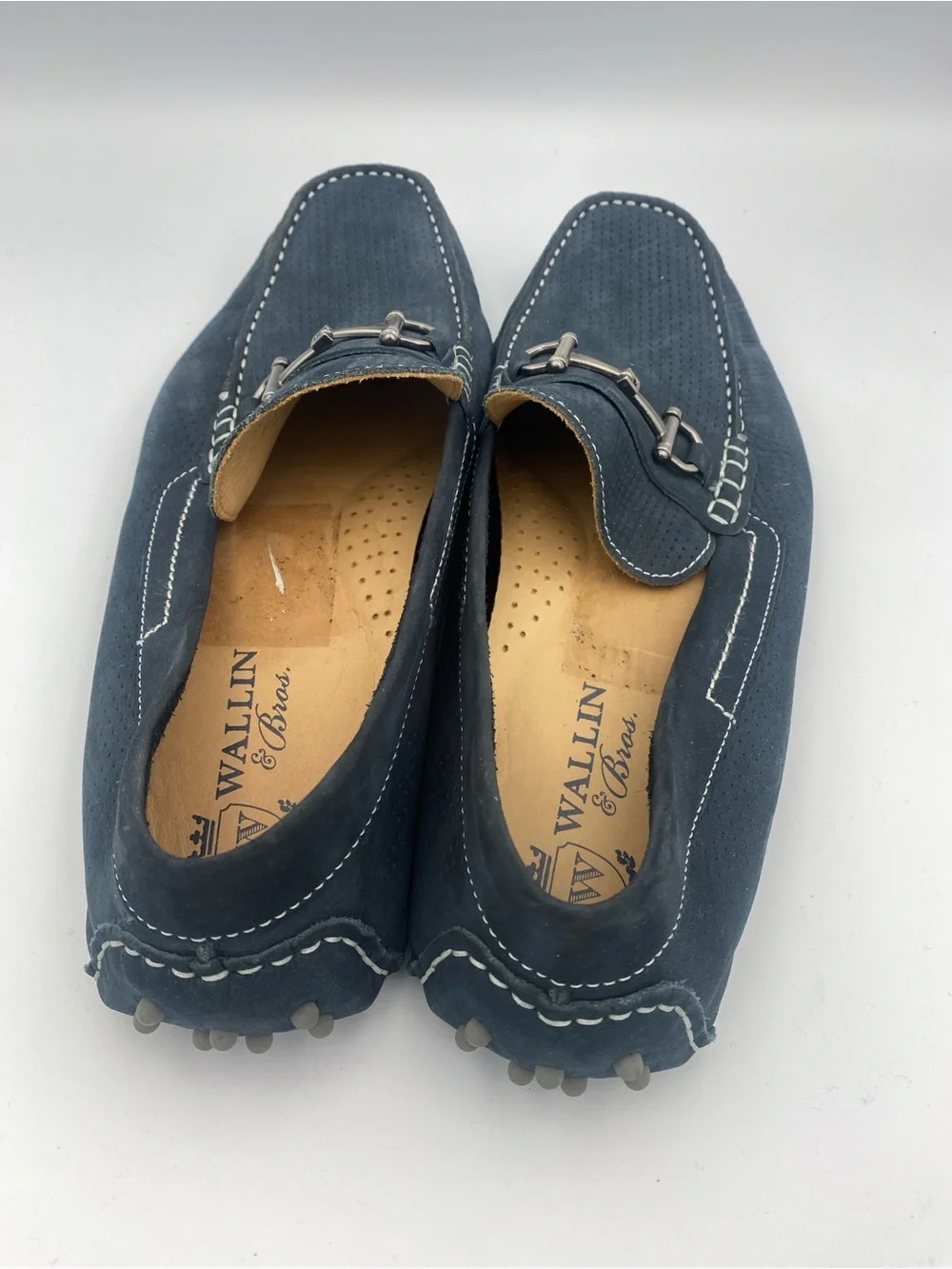 Men's Navy Suede Bit-Detail Slip-On Loafers